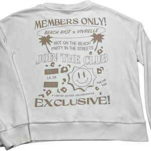 Beach Riot x Vivrelle‎ Sweatshirt Womens Size Large White Tan Graphic Pullover